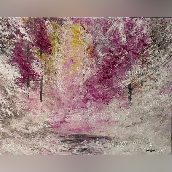 Other - “DREAMY PINK” ORIGINAL ACRYLIC WINTER LANDSCAPE PAINTING by me
